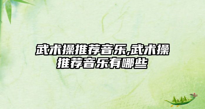 武術操推薦音樂,武術操推薦音樂有哪些