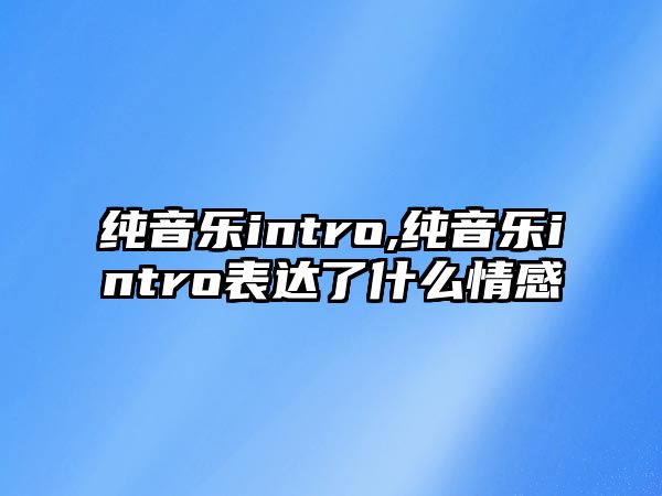 純音樂intro,純音樂intro表達了什么情感