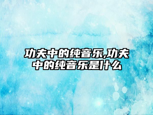 功夫中的純音樂,功夫中的純音樂是什么