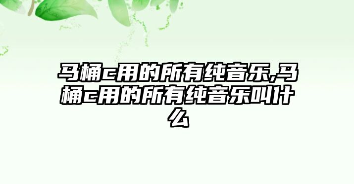 馬桶c用的所有純音樂,馬桶c用的所有純音樂叫什么