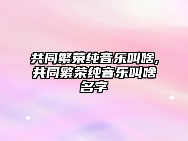 共同繁榮純音樂叫啥,共同繁榮純音樂叫啥名字