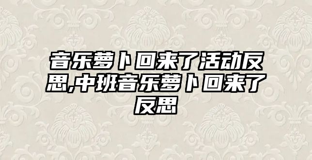 音樂蘿卜回來了活動反思,中班音樂蘿卜回來了反思