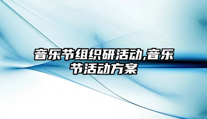 音樂節(jié)組織研活動,音樂節(jié)活動方案