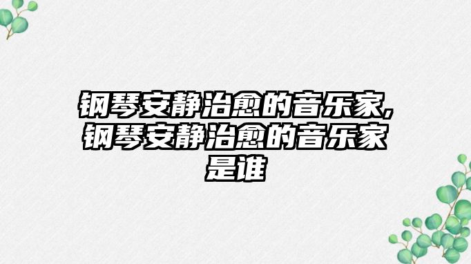 鋼琴安靜治愈的音樂家,鋼琴安靜治愈的音樂家是誰