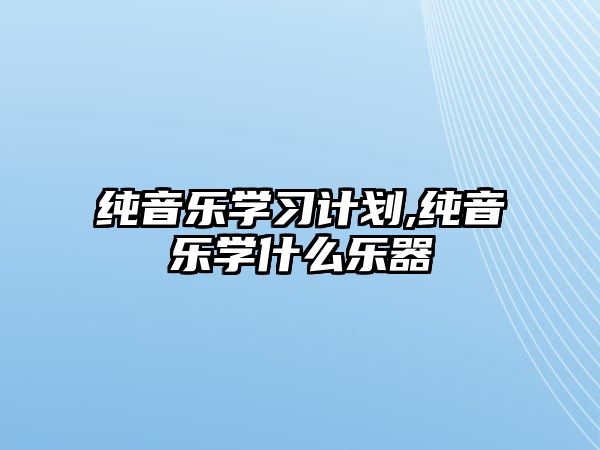 純音樂學習計劃,純音樂學什么樂器