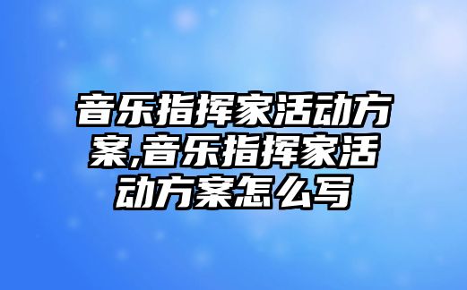 音樂指揮家活動方案,音樂指揮家活動方案怎么寫