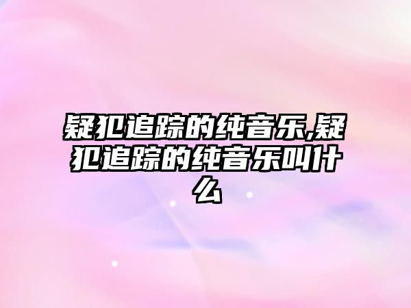 疑犯追蹤的純音樂,疑犯追蹤的純音樂叫什么