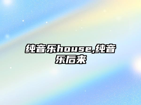 純音樂house,純音樂后來