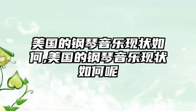 美國的鋼琴音樂現狀如何,美國的鋼琴音樂現狀如何呢